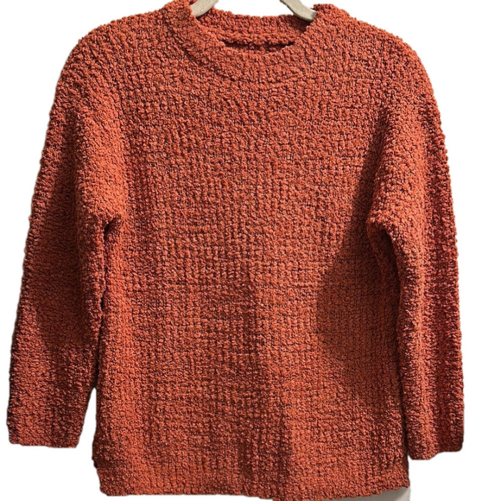 Source Unknown Orange Crew Neck Sweater with Textured Knit